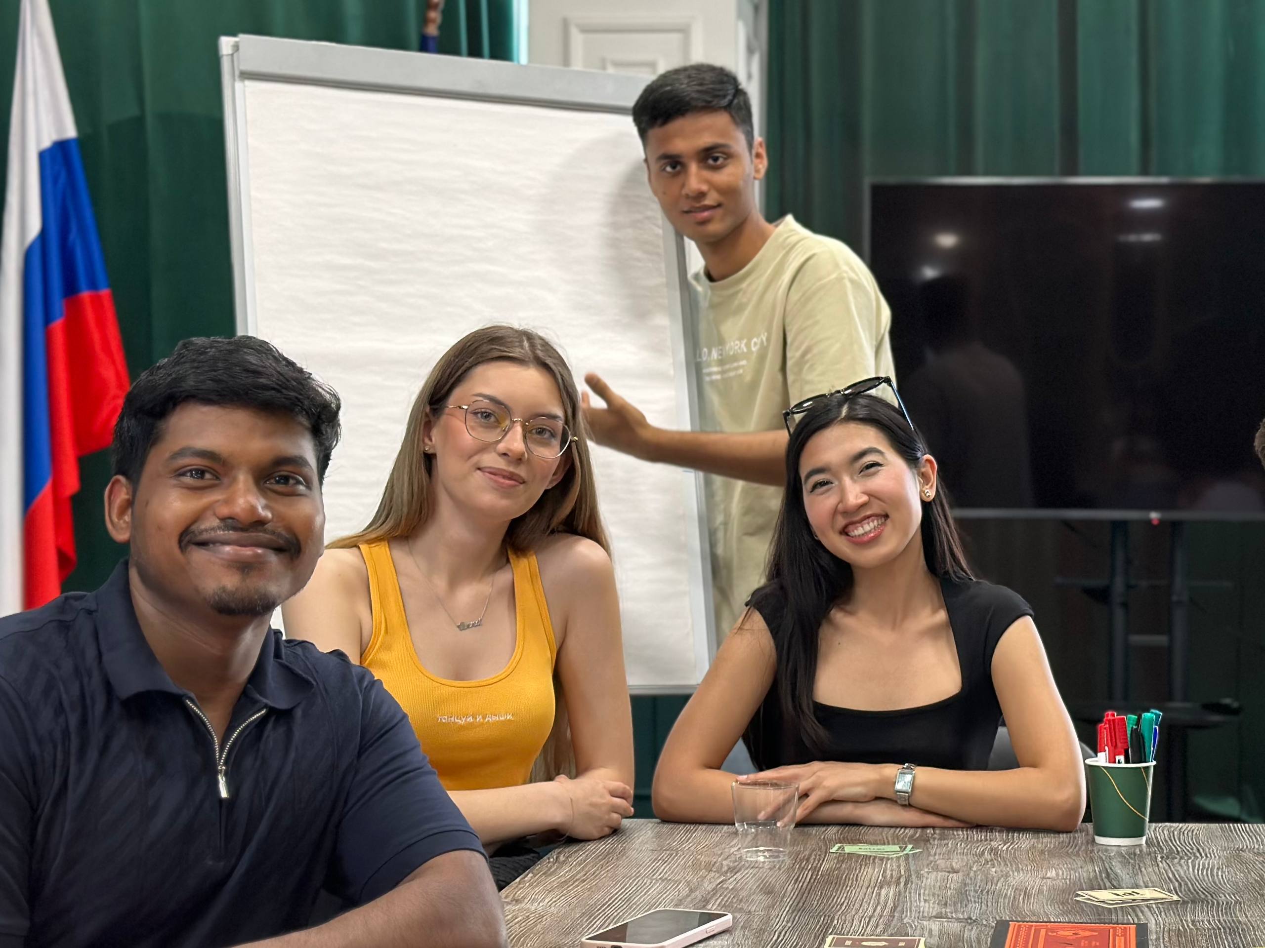Players listening during the Secret Hitler game